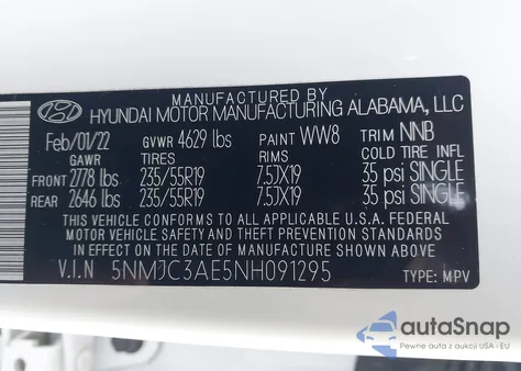 2022 Hyundai Tucson Sel from USA, damaged, VIN 5NMJC3AE5NH091295